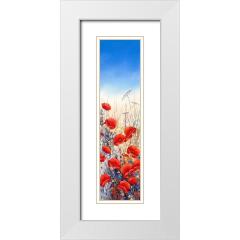 Poppy Field II White Modern Wood Framed Art Print with Double Matting by Mayes, Hilary