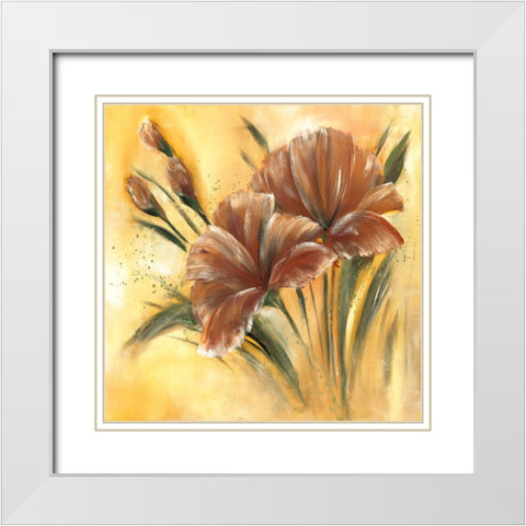 Fleur brune I White Modern Wood Framed Art Print with Double Matting by Zacher-Finet, Isabelle