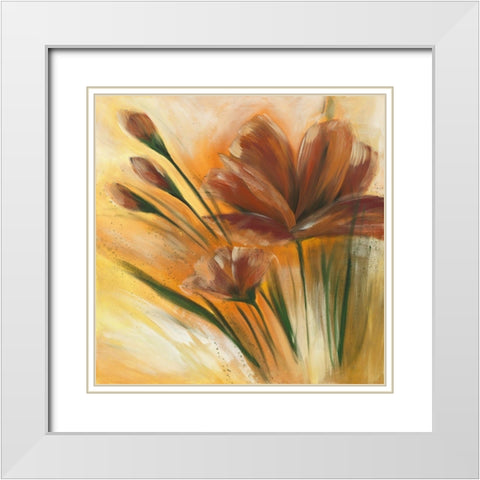 Fleur brune II White Modern Wood Framed Art Print with Double Matting by Zacher-Finet, Isabelle