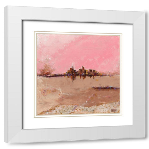 Reflets White Modern Wood Framed Art Print with Double Matting by Marso