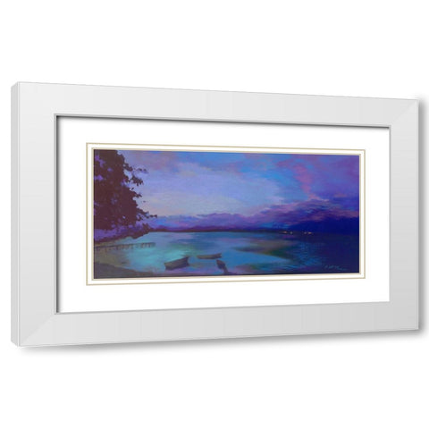 Grand Baie nuit IV White Modern Wood Framed Art Print with Double Matting by Mazur-Devaux, Ewa