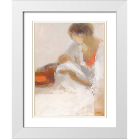 Maternite IV White Modern Wood Framed Art Print with Double Matting by Parise, Chantal