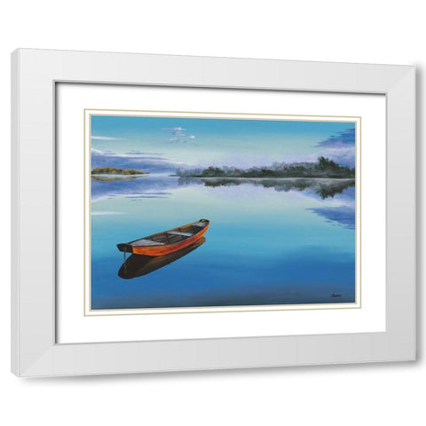 Ruhe am Morgen White Modern Wood Framed Art Print with Double Matting by Richter, Cornelia