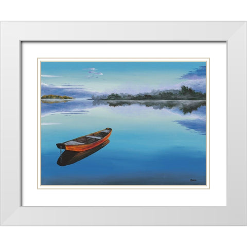 Ruhe am Morgen White Modern Wood Framed Art Print with Double Matting by Richter, Cornelia