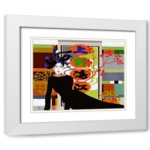 Mikado White Modern Wood Framed Art Print with Double Matting by Bernard, Anne