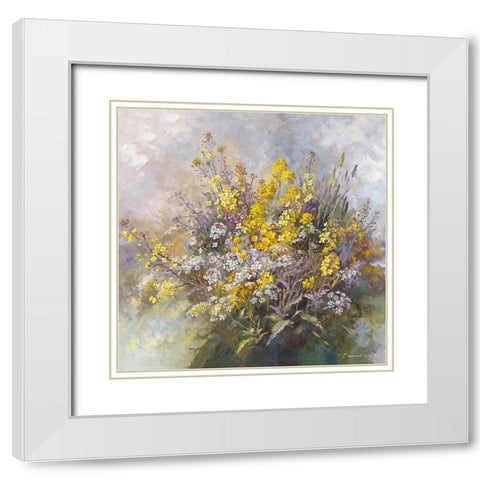 Bouquet printanier White Modern Wood Framed Art Print with Double Matting by Messely, Paul