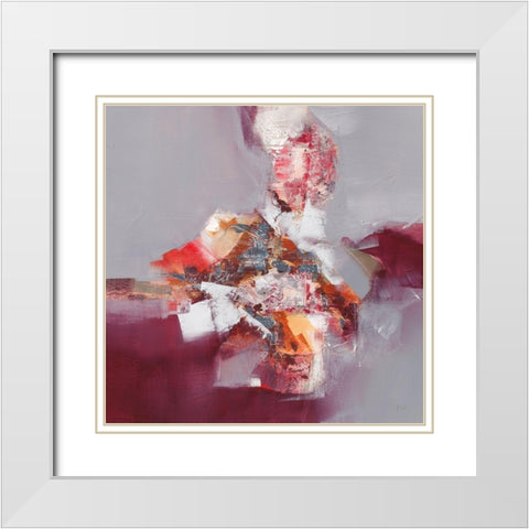 Mineral I White Modern Wood Framed Art Print with Double Matting by Ball, Veronique