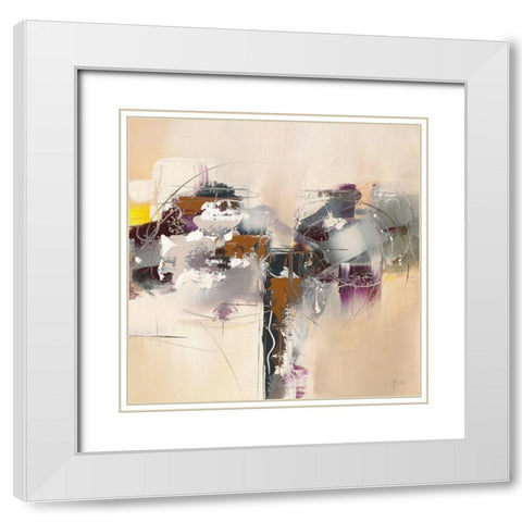 Pensee II White Modern Wood Framed Art Print with Double Matting by Ball, Veronique
