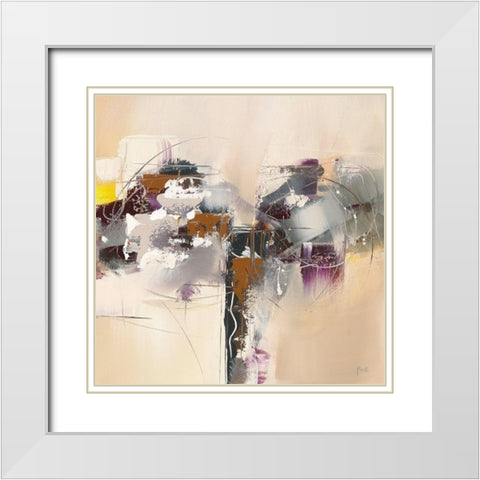 Pensee II White Modern Wood Framed Art Print with Double Matting by Ball, Veronique