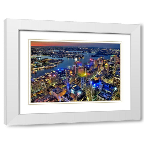 Darling Harbour White Modern Wood Framed Art Print with Double Matting by Terrible, Aurelien