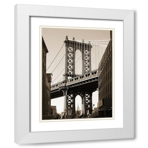 Manhattan Bridge White Modern Wood Framed Art Print with Double Matting by Terrible, Aurelien