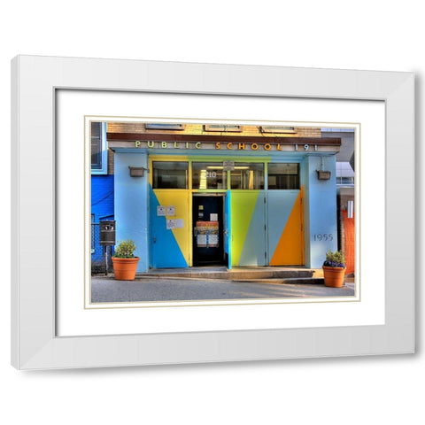 Public School White Modern Wood Framed Art Print with Double Matting by Terrible, Aurelien