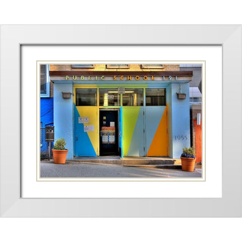 Public School White Modern Wood Framed Art Print with Double Matting by Terrible, Aurelien