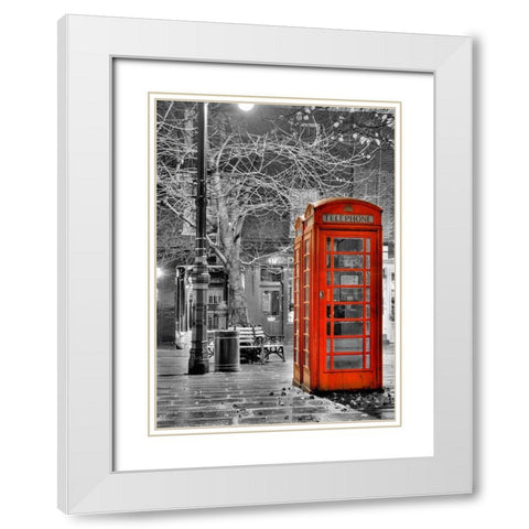 London Phone White Modern Wood Framed Art Print with Double Matting by Terrible, Aurelien