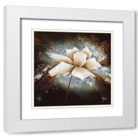 Fleur d etoile I White Modern Wood Framed Art Print with Double Matting by Jadis