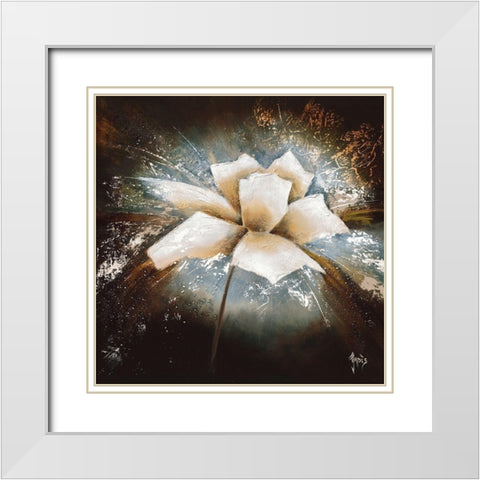 Fleur d etoile I White Modern Wood Framed Art Print with Double Matting by Jadis