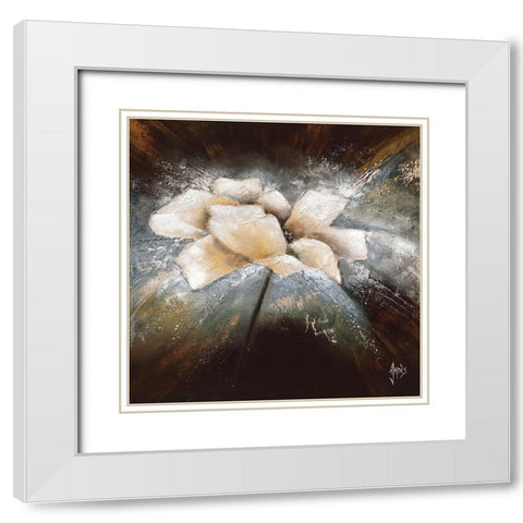 Fleur d etoile II White Modern Wood Framed Art Print with Double Matting by Jadis