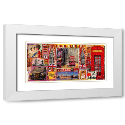 London 11 White Modern Wood Framed Art Print with Double Matting by Candon, Frederick