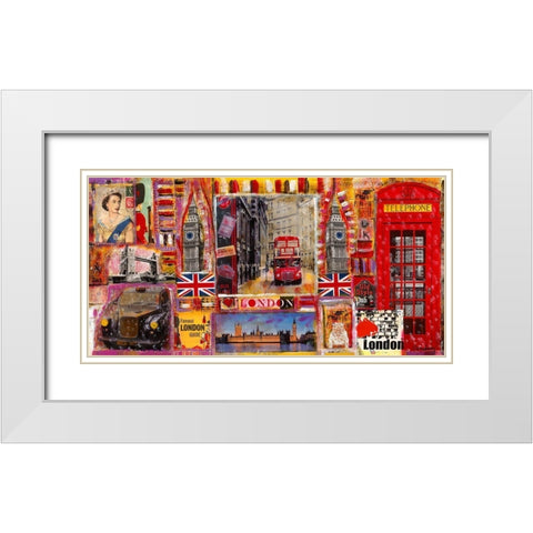 London 11 White Modern Wood Framed Art Print with Double Matting by Candon, Frederick