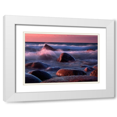 Ruegen Brandung White Modern Wood Framed Art Print with Double Matting by Ernemann, Lothar