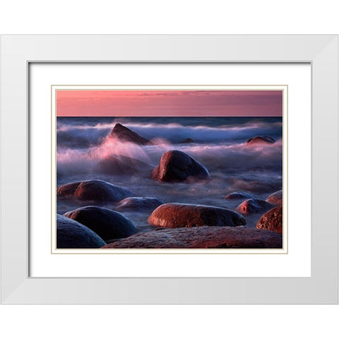 Ruegen Brandung White Modern Wood Framed Art Print with Double Matting by Ernemann, Lothar