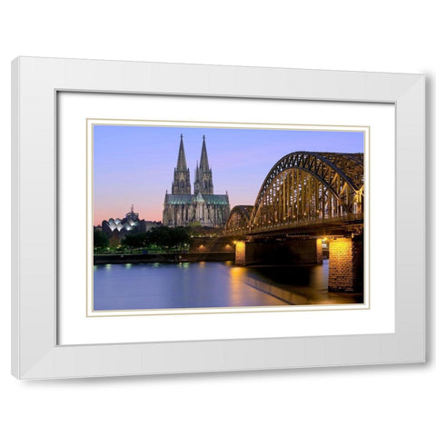 Kolner Dom mit Deutzer Brucke White Modern Wood Framed Art Print with Double Matting by Fischer, Rolf