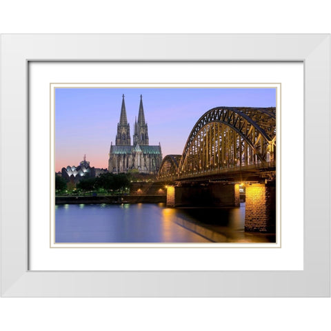 Kolner Dom mit Deutzer Brucke White Modern Wood Framed Art Print with Double Matting by Fischer, Rolf