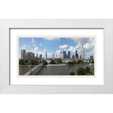 Skyline Frankfurt Panorama White Modern Wood Framed Art Print with Double Matting by Fischer, Rolf