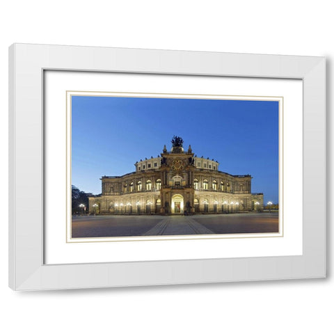 Semper Oper Dresden White Modern Wood Framed Art Print with Double Matting by Fischer, Rolf