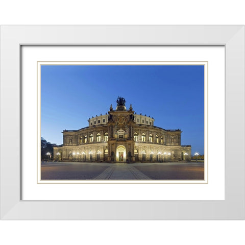 Semper Oper Dresden White Modern Wood Framed Art Print with Double Matting by Fischer, Rolf