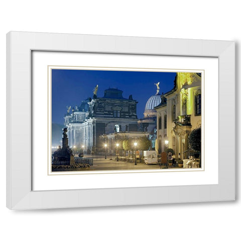 Dresden Bruhler Terrassen White Modern Wood Framed Art Print with Double Matting by Fischer, Rolf