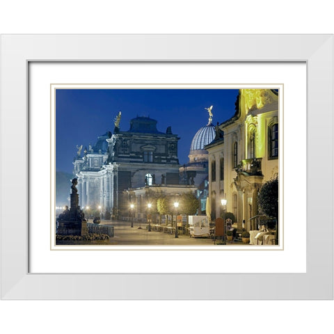 Dresden Bruhler Terrassen White Modern Wood Framed Art Print with Double Matting by Fischer, Rolf