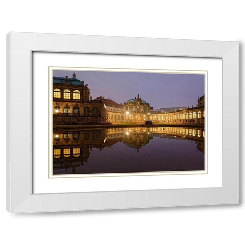 Zwinger Dresden beleuchtet White Modern Wood Framed Art Print with Double Matting by Fischer, Rolf