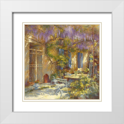 A la table de Michele White Modern Wood Framed Art Print with Double Matting by Messely, Johan