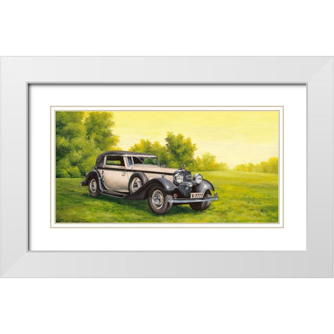 Oldtimer V-7777 White Modern Wood Framed Art Print with Double Matting by Richter, Cornelia
