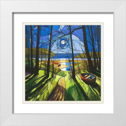 Beach Path White Modern Wood Framed Art Print with Double Matting by James, David