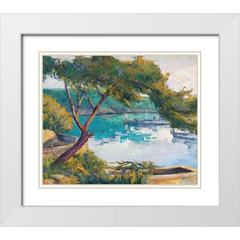 Cala Figuera White Modern Wood Framed Art Print with Double Matting by Camargo, Jesus P.