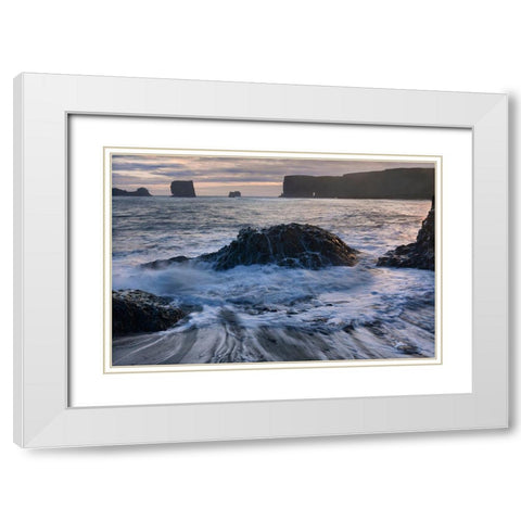 Dyrholaey White Modern Wood Framed Art Print with Double Matting by Strand, Hans