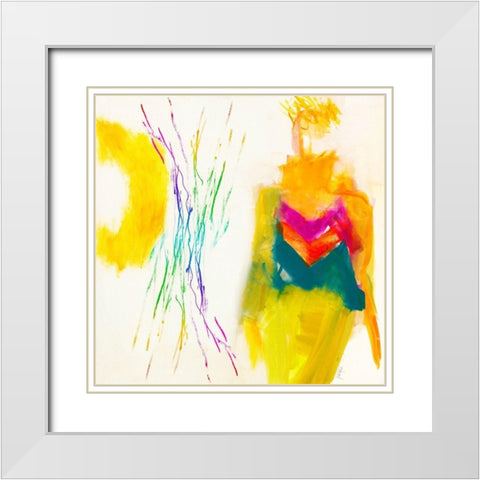 Spielgefahrtin White Modern Wood Framed Art Print with Double Matting by Schafer, Jenny