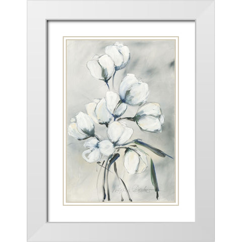 weisse Tulpen II White Modern Wood Framed Art Print with Double Matting by Decker, Regina