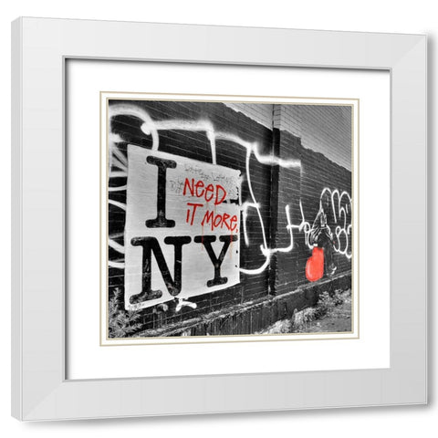 I Need it More NY White Modern Wood Framed Art Print with Double Matting by Terrible, Aurelien