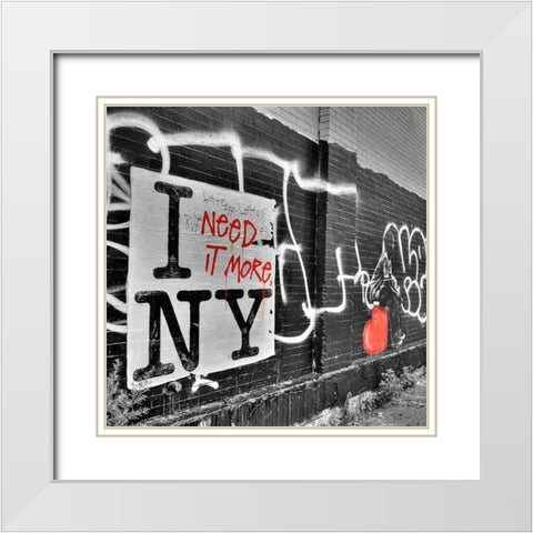 I Need it More NY White Modern Wood Framed Art Print with Double Matting by Terrible, Aurelien