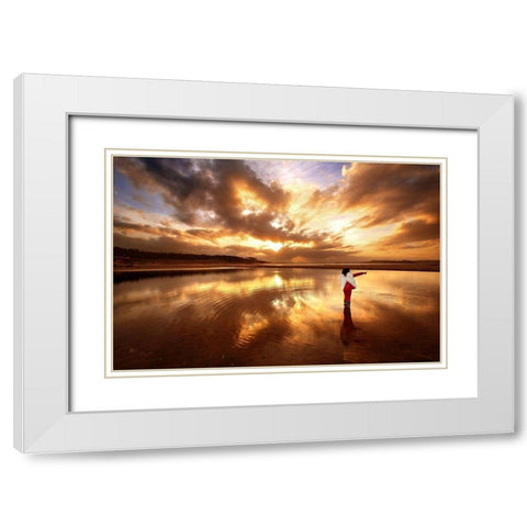 Angel White Modern Wood Framed Art Print with Double Matting by Cano, Marina