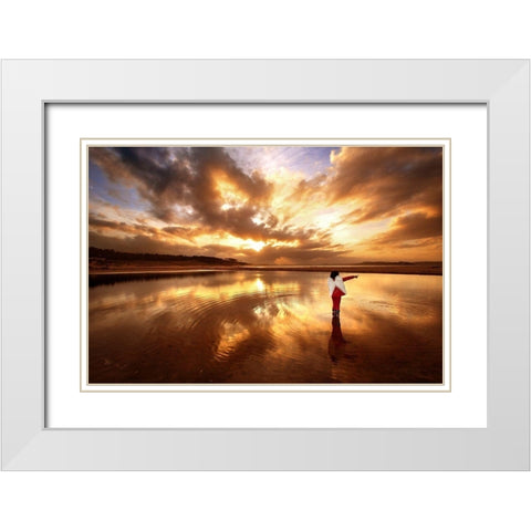 Angel White Modern Wood Framed Art Print with Double Matting by Cano, Marina