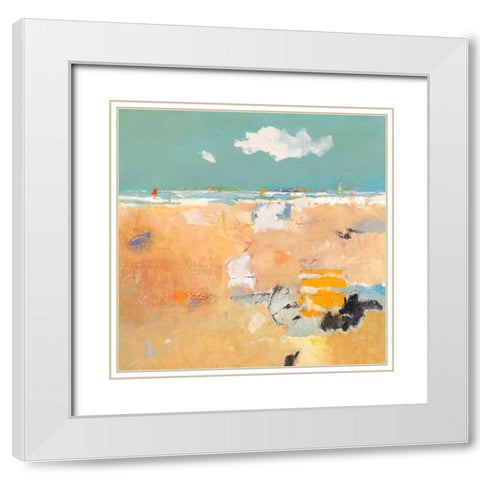 Beach with sails White Modern Wood Framed Art Print with Double Matting by Groenhart, Jan