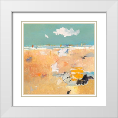Beach with sails White Modern Wood Framed Art Print with Double Matting by Groenhart, Jan