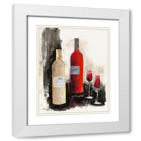Blanc soyeux et rouge grenat White Modern Wood Framed Art Print with Double Matting by Persillon, Francoise