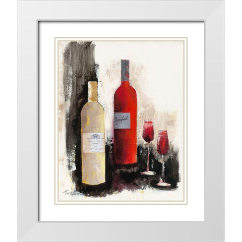 Blanc soyeux et rouge grenat White Modern Wood Framed Art Print with Double Matting by Persillon, Francoise