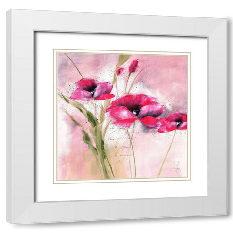 Pink Flower II White Modern Wood Framed Art Print with Double Matting by Zacher-Finet, Isabelle