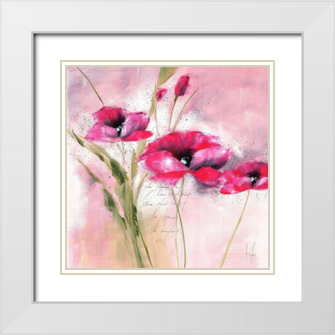 Pink Flower II White Modern Wood Framed Art Print with Double Matting by Zacher-Finet, Isabelle
